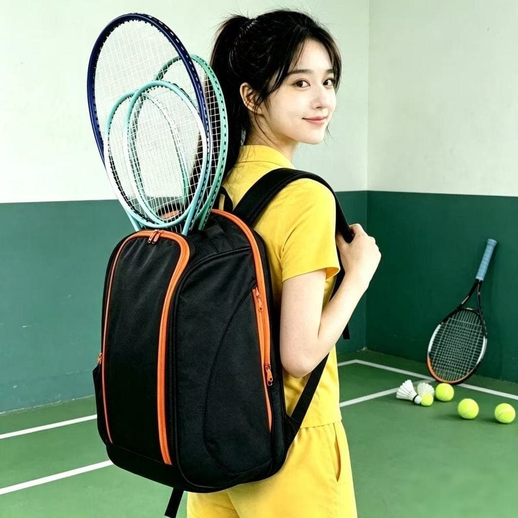 Filme de couro tênis Badminton estudante mochila grande capacidade profissional moda esportes das mulheres dos homens mo