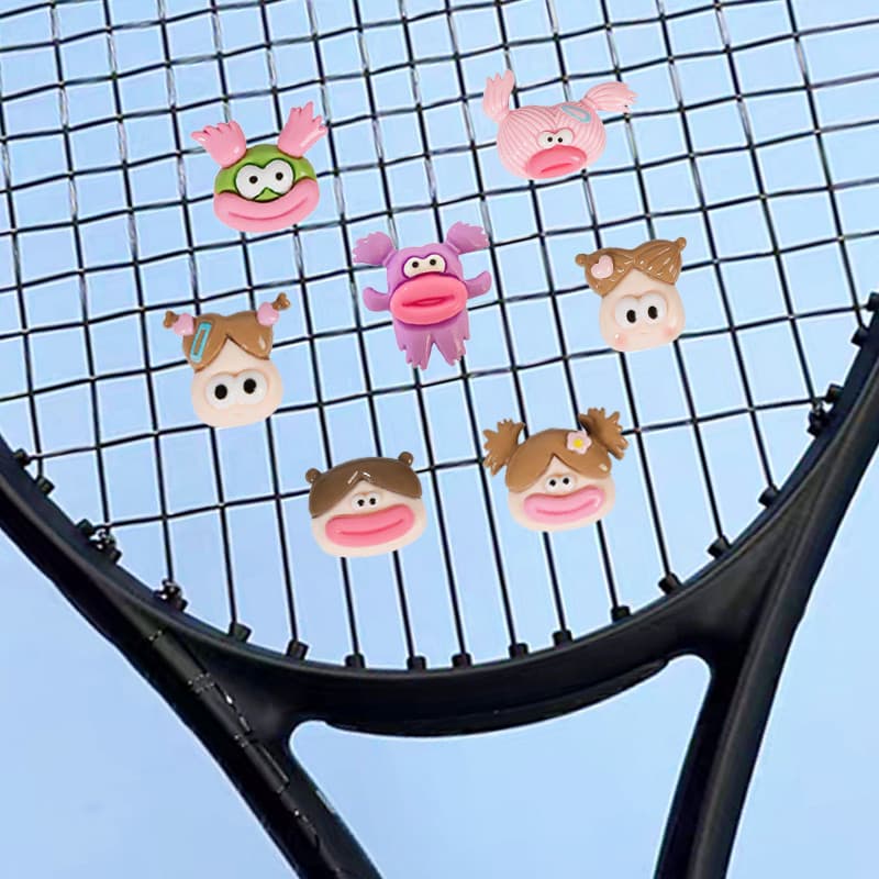 Raquete de tênis amortecedor dos desenhos animados engraçado boca grande raquete de tênis amortecedor bonito amortecedor