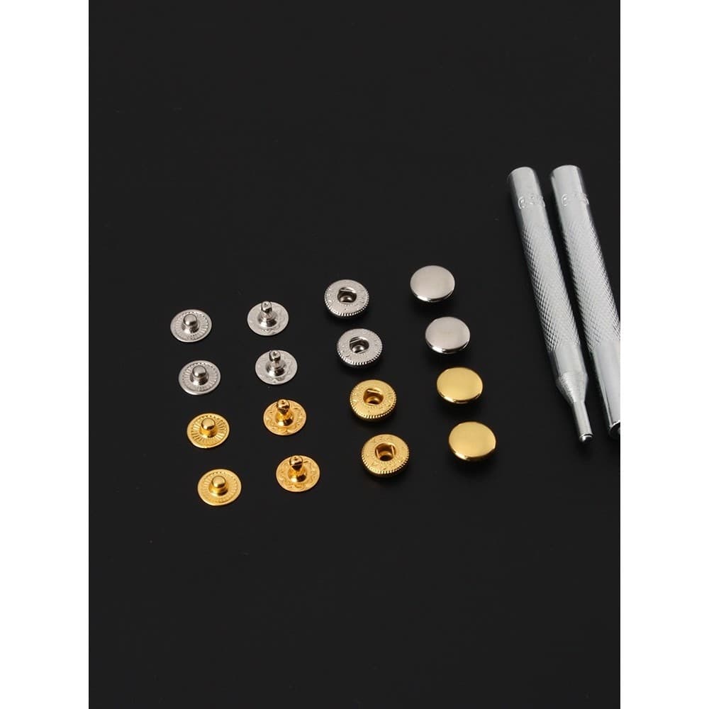 655 tipo 10mm botão de pressão de superfície brilhante feito à mão DIY couro Metal botão de pressão 7049/10 conjunto pre