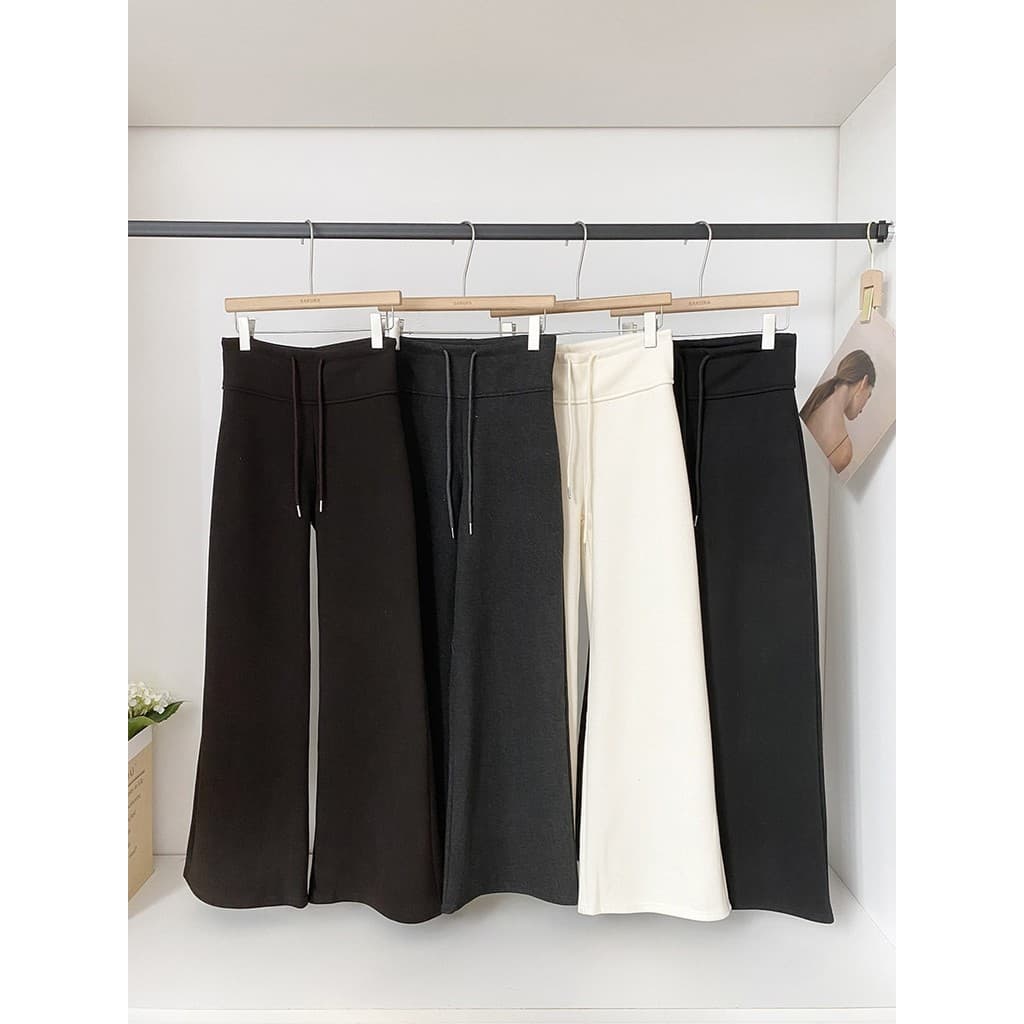 50% de desconto Oferta especial ~ Coreano chique retrô cintura alta estilo viajante calças largas femininas com cordão m