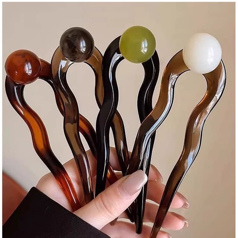 Novo estilo verão refrescante bola cabeça ferramenta útil hairpin em forma de u hairpin novo estilo chinês 2025 High-End