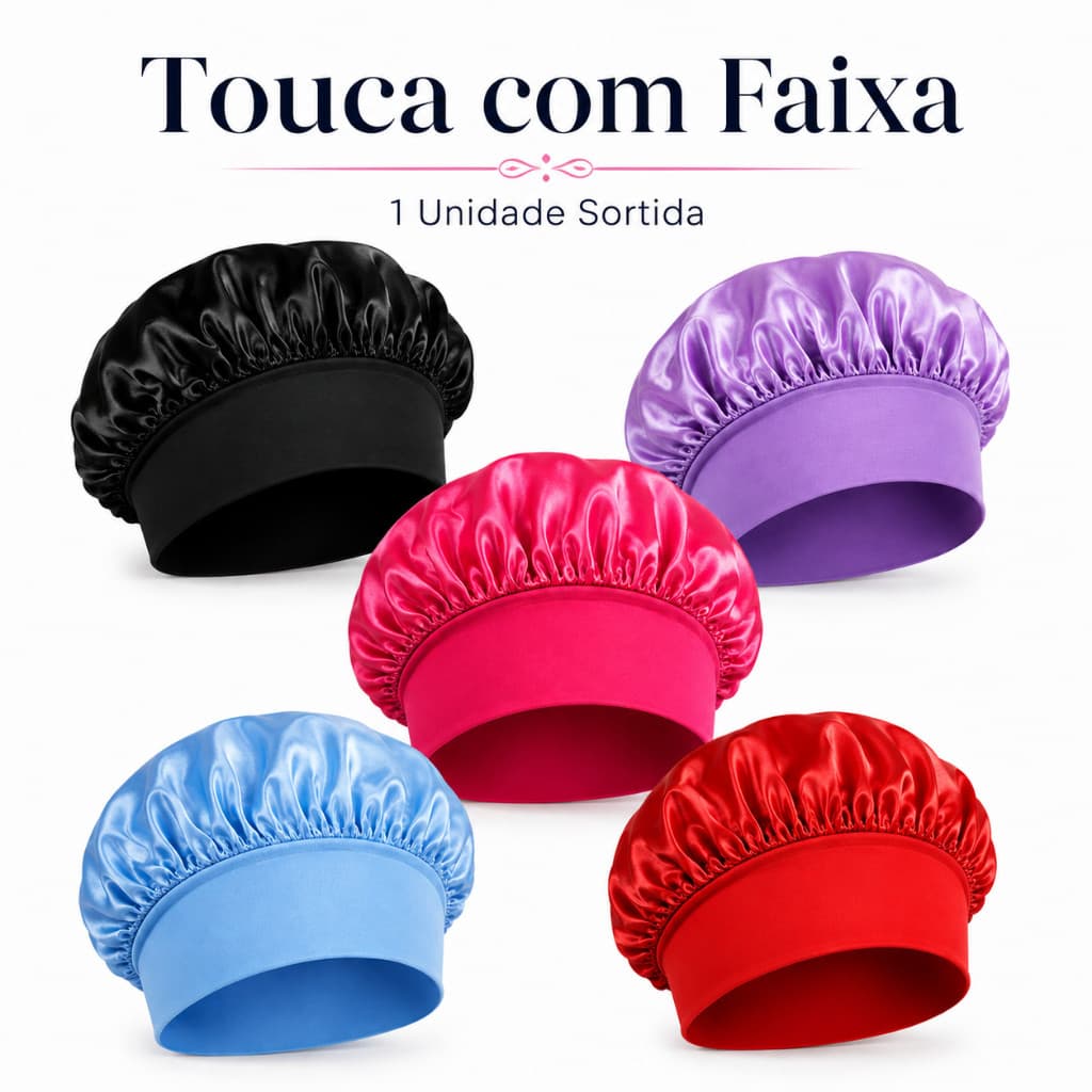 Touca de Cetim com Faixa  1 Unidade Sortida Confortável para Proteção dos Cabelos