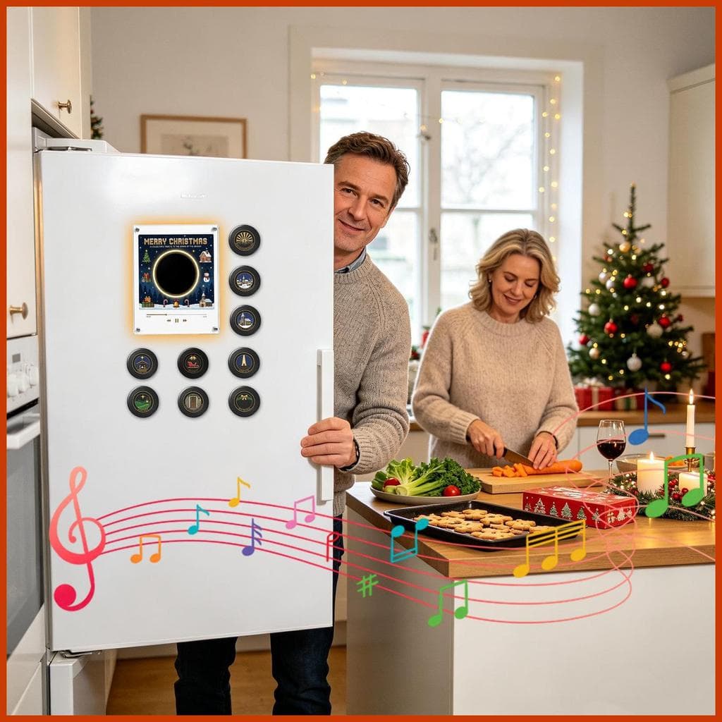 Toca-Discos Magnético Para Geladeira , Decoração Retrô Com 9 , Caixa De Música Magnética De Natal habke2br