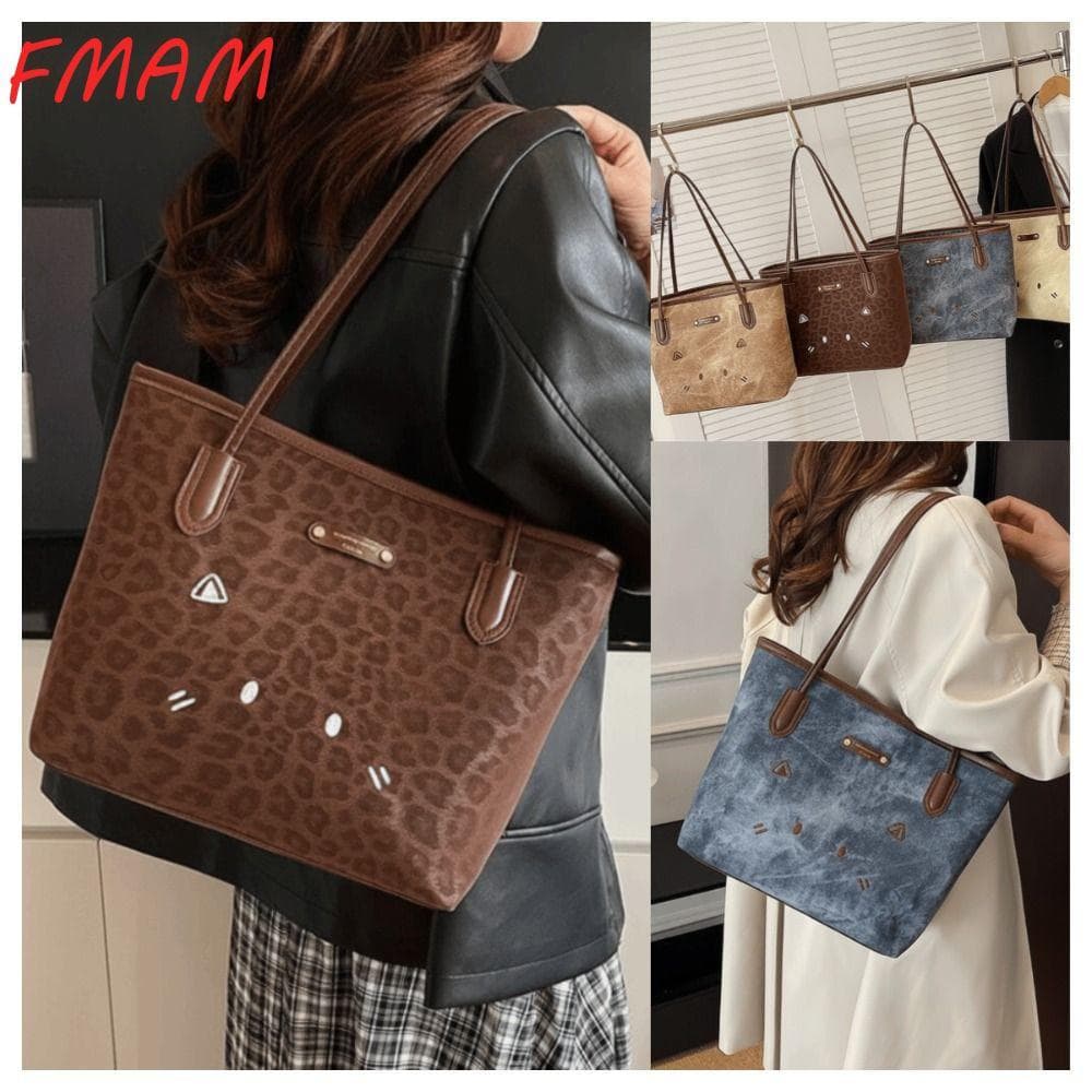 FMAM Bolsa De Ombro De Trabalho , Crossbody Feminina Com Estampa De Leopardo De Grande Capacidade Casual Simples De Cour