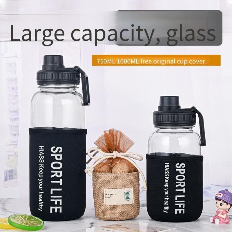 Copo De Água De Vidro De Grande Capacidade , 1000ml , Chaleira Portátil Para Carro , Viagem Ao Ar Livre , Caneca De Chá