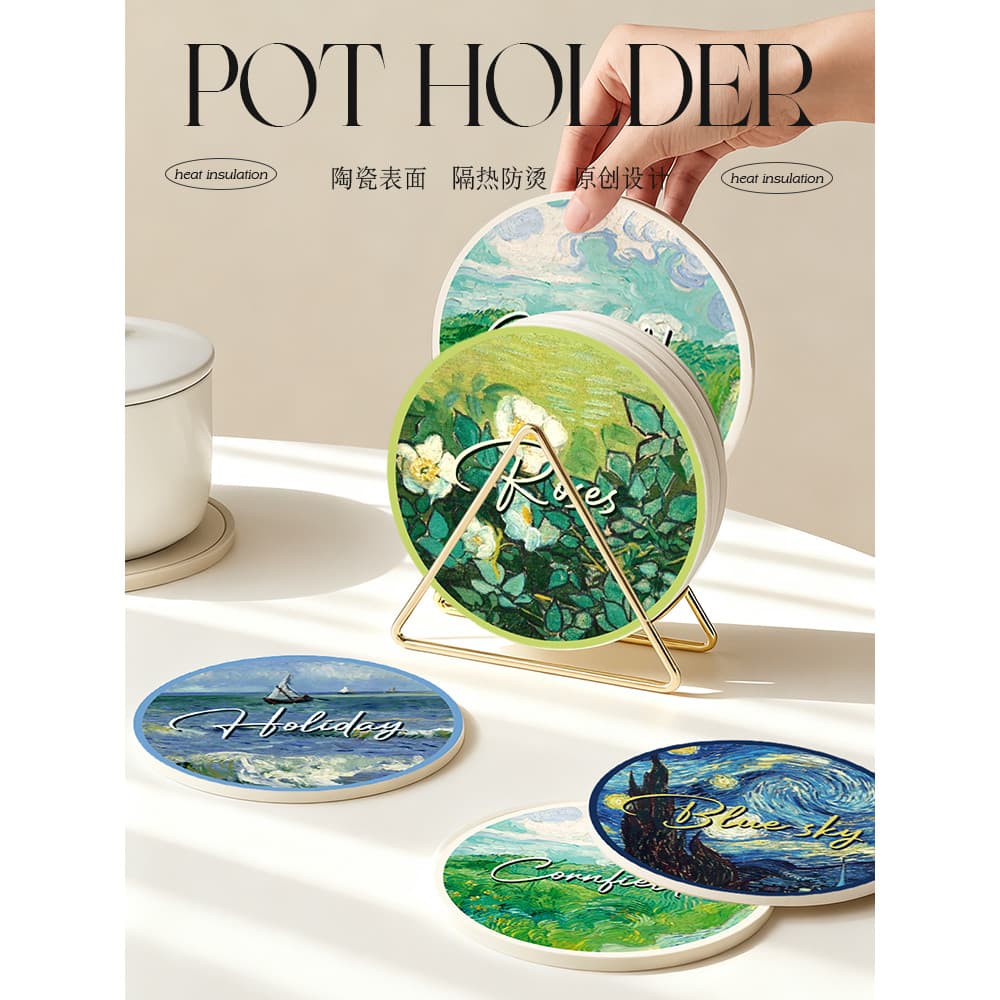 Literário Retro redondo Placemat pote esteira mesa de jantar do agregado familiar Anti-escaldante cortiça arte isolament