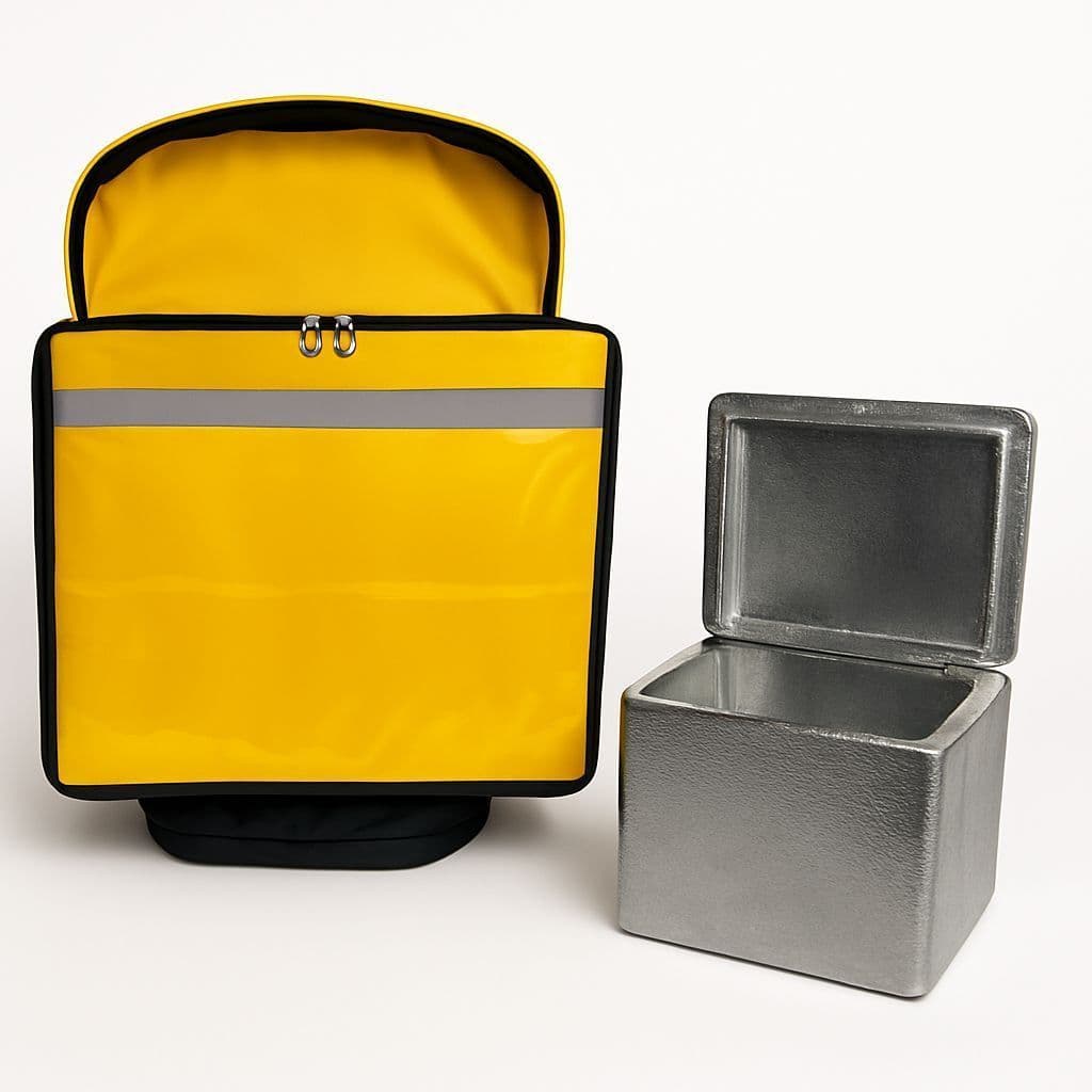Capa Mochilas Bag AMARELA (ISOPOR LAMINADO) Térmicas De  Motoboy Para Isopor De 45 Litros Entregas