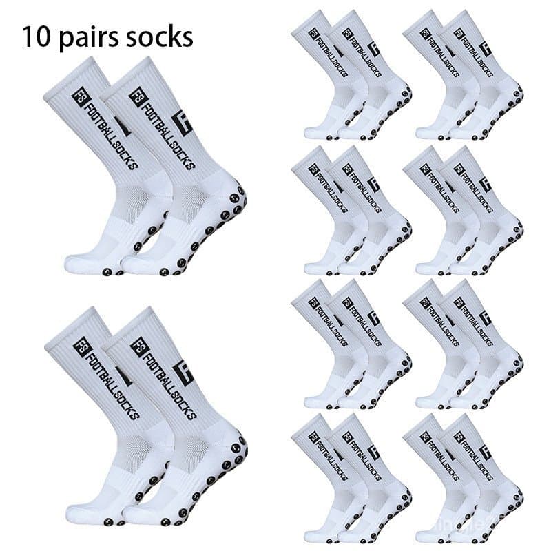 Kit 10 de unisex FS suor absorvente e respirável meias de futebol de silicone com aderência