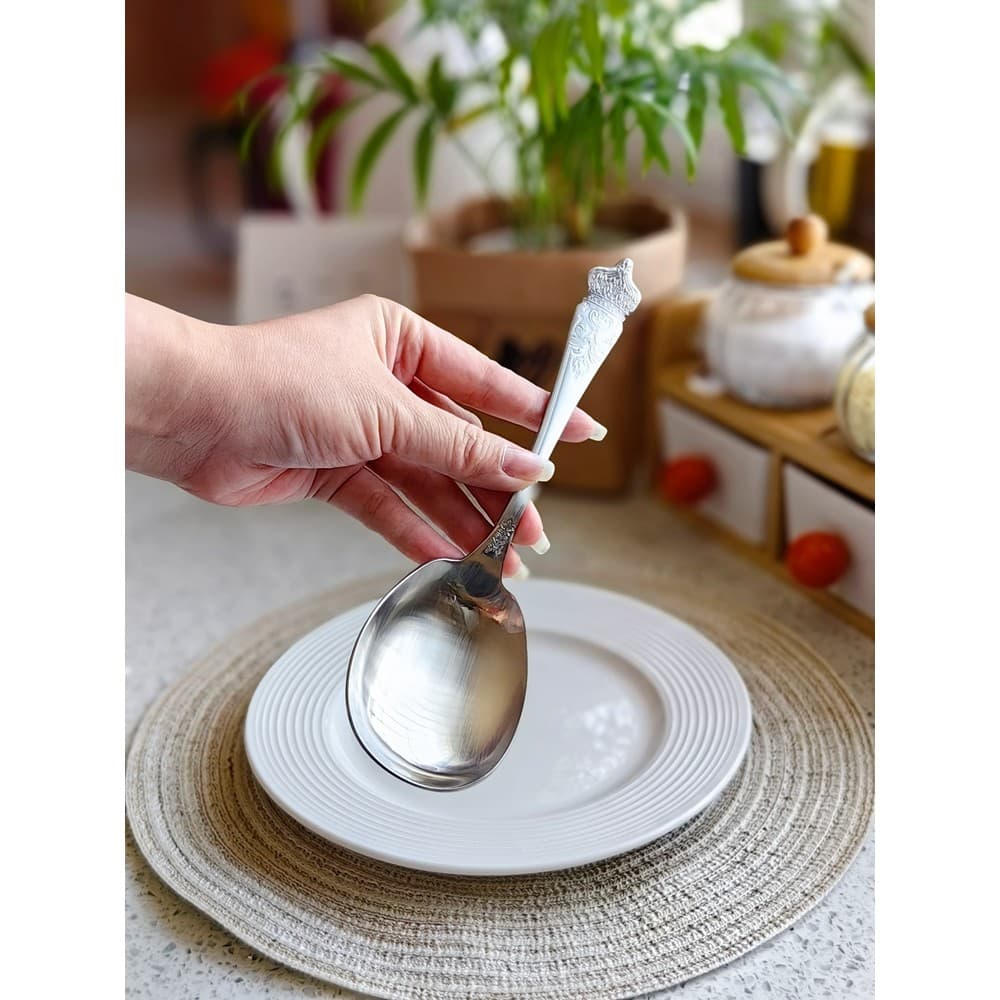 Luxo 304 colher grande de aço inoxidável engrossado restaurante colher pública prato colher doméstica colher prato