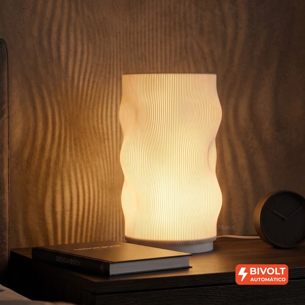 Luminária Abajur de Mesa Singular Design Orgânico Moderno Decorativa Quarto Sala E27 Bivolt Muvia