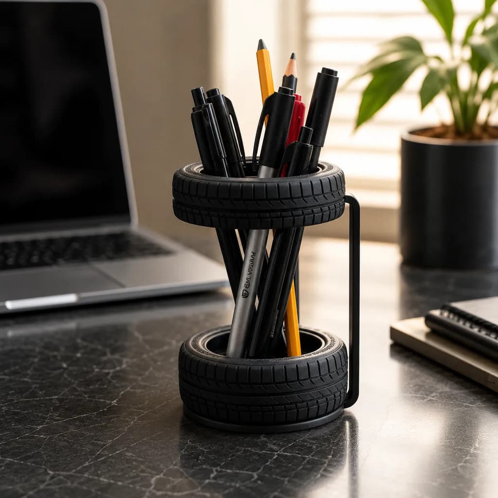 Organizador De Mesa Pneu Porta Canetas Borracharia Mecânica