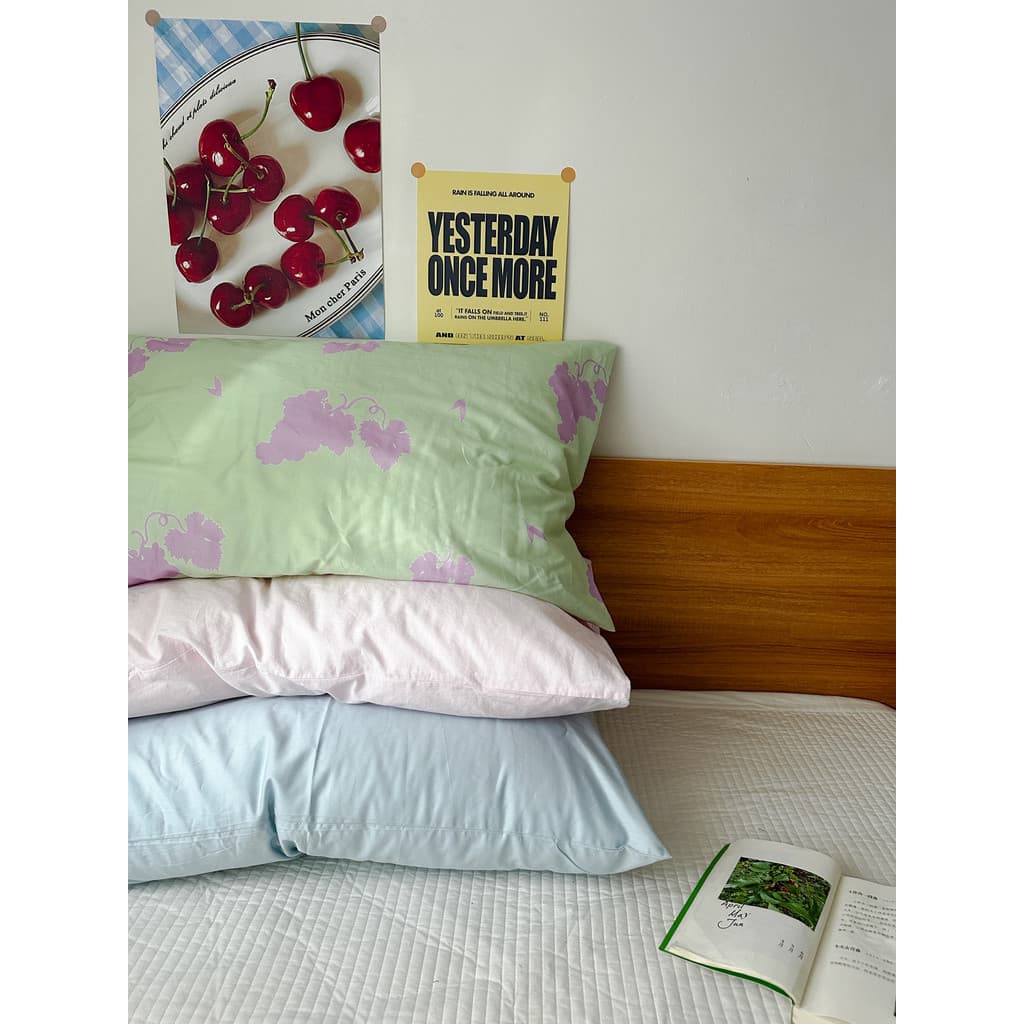 [Fronha de produto único] menina coreana Mix Match Floral cor sólida 100 algodão fronha travesseiro núcleo capa interna