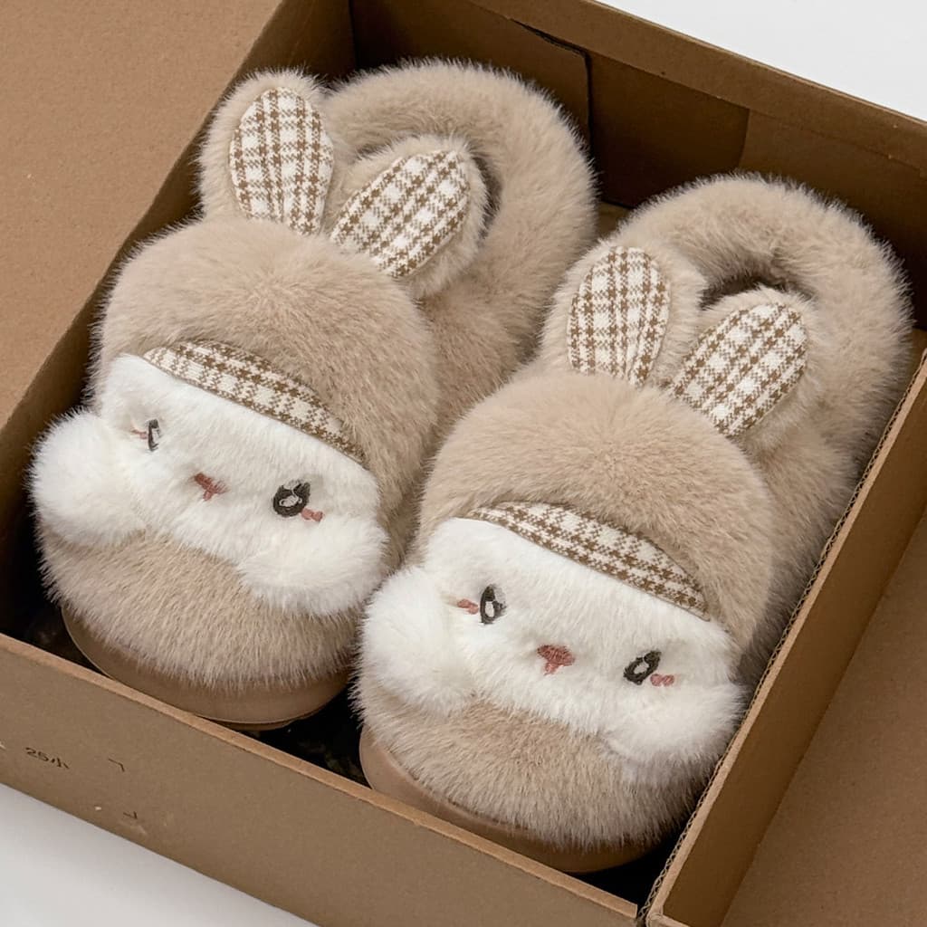 Chinelos de algodão de pelúcia feminino 2025 novo estilo salto de inverno interior casa antiderrapante quente pelúcia ao