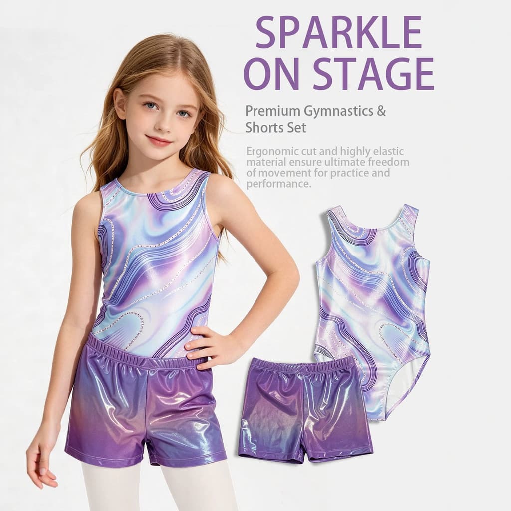 Novo estilo para meninas dança ginásio Wear terno/secagem rápida alta elasticidade dourado impressão de mármore terno de