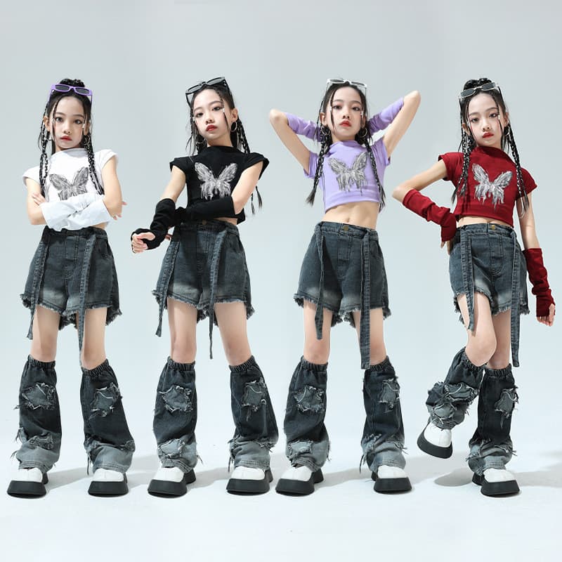 Crianças jazz dança traje jazz hip-hop na moda traje de desempenho hip-hop terno meninas T-Taiwan passarela desempenho C