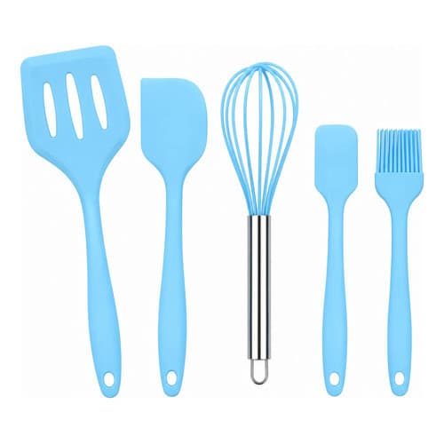 Jogo De Utensílios De Cozinha Em Silicone  5 Peças Azul