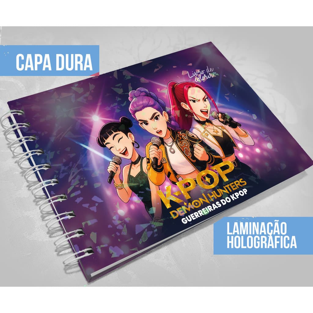 Guerreiras do K-pop – Livro de Colorir Fofo com 50 Folhas / Capa Holográfica de Brilhar os Olhos!