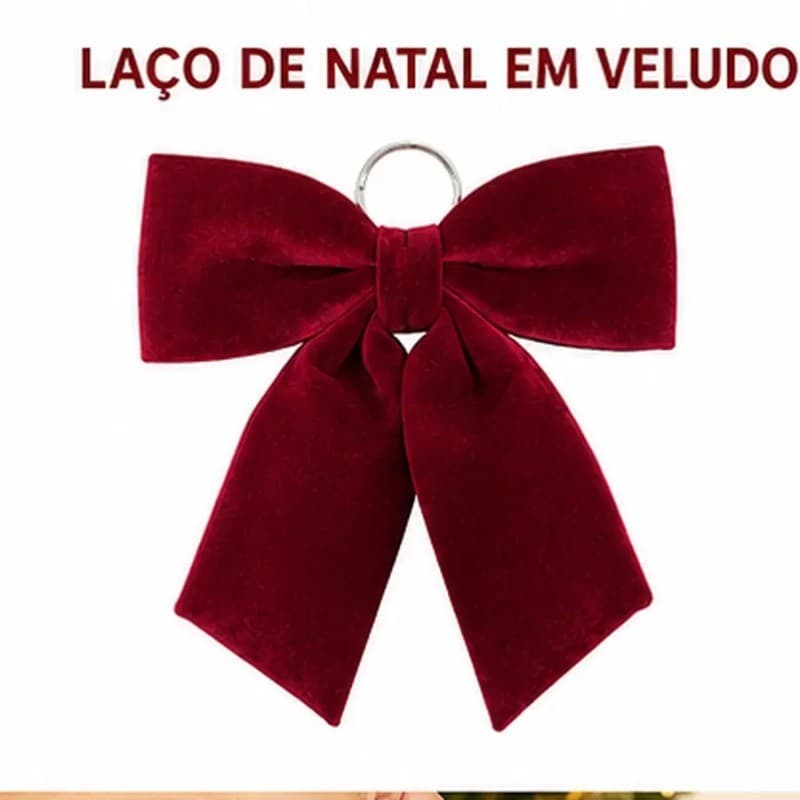Laço Decorativo de Natal em Veludo Vinho Tinto 30cm – Enfeite Natalino Elegante OIH-9268