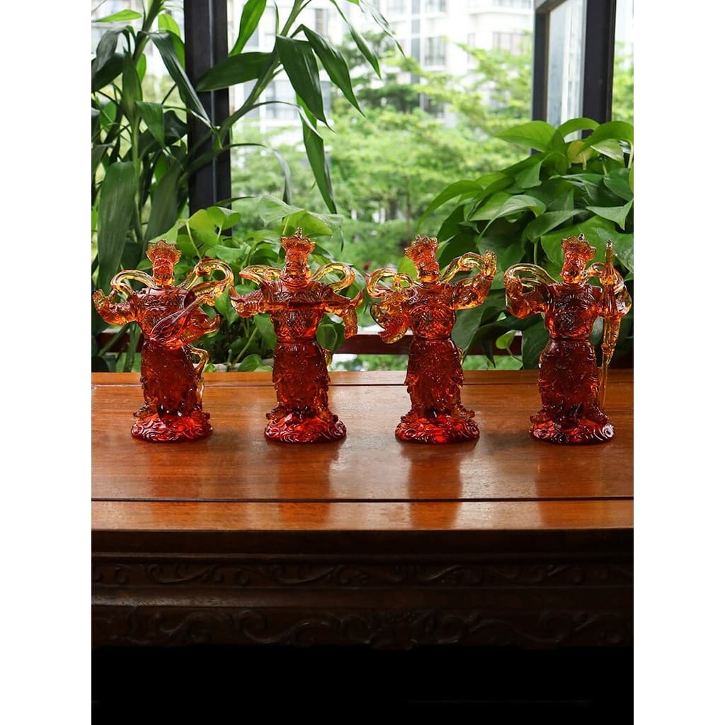 Zen Yue método antigo esmalte quatro grandes reis do céu estátuas de buda ornamentos segurando reino rei celestial cresc