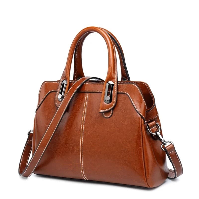 Bolsa de Mão Feminina em Couro Genuíno, Bolsa de Ombro com Alça Superior, Bolsa Transversal, Bolsas e Carteiras de Couro