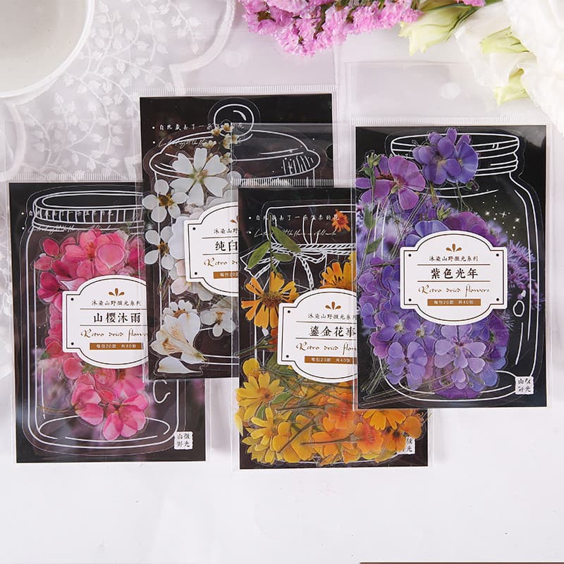 Yamano Shimmer PET Manual Adesivo Pequeno Manual de Flores de Plantas Frescas Adesivo Decorativo