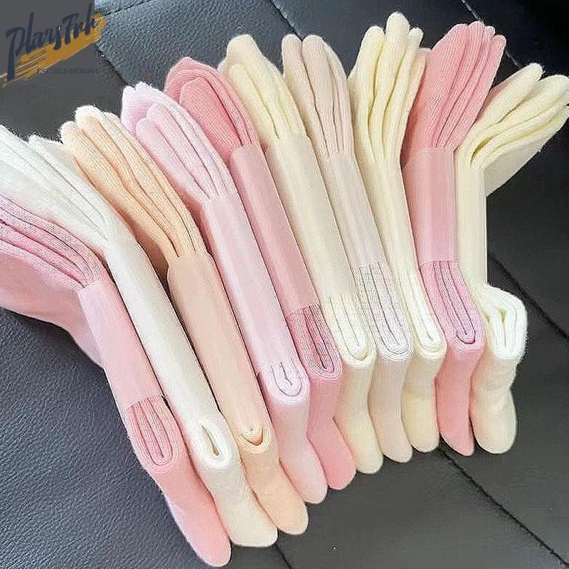 Rosa pilha meias desossadas meias femininas primavera outono meados de tubo meias de algodão ins na moda confinamento br