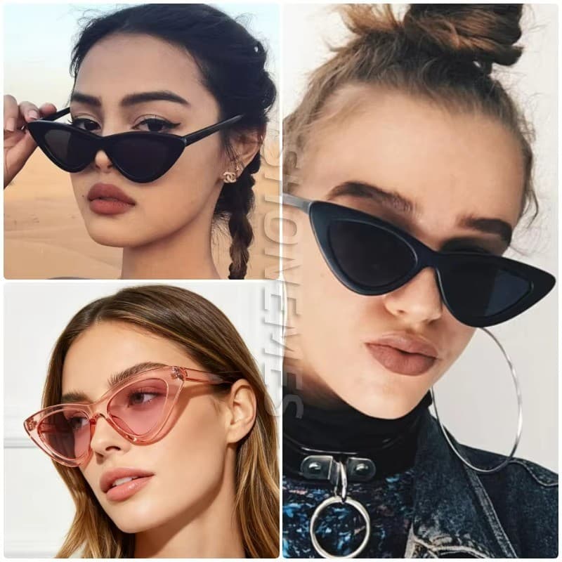 Óculos De Sol Olho De Gato Retrô Feminino Tons Triangulares Ao Ar Livre UV400 Rosa Preto Branco Para Mulheres