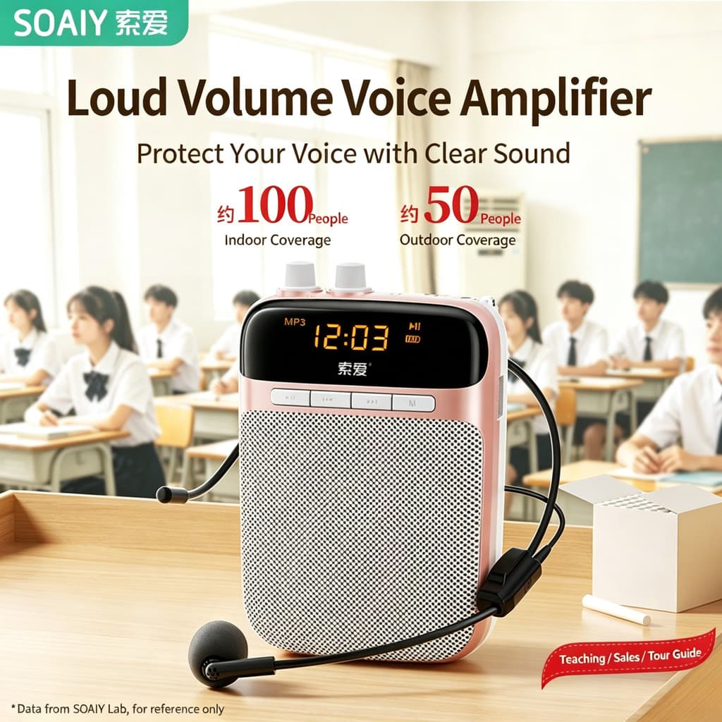 SOAIY Little Bee S318 Amplificador De Voz Com Fio Para Classe De Professor Microfone De Ouvido S318 Alto-Falante Durabil