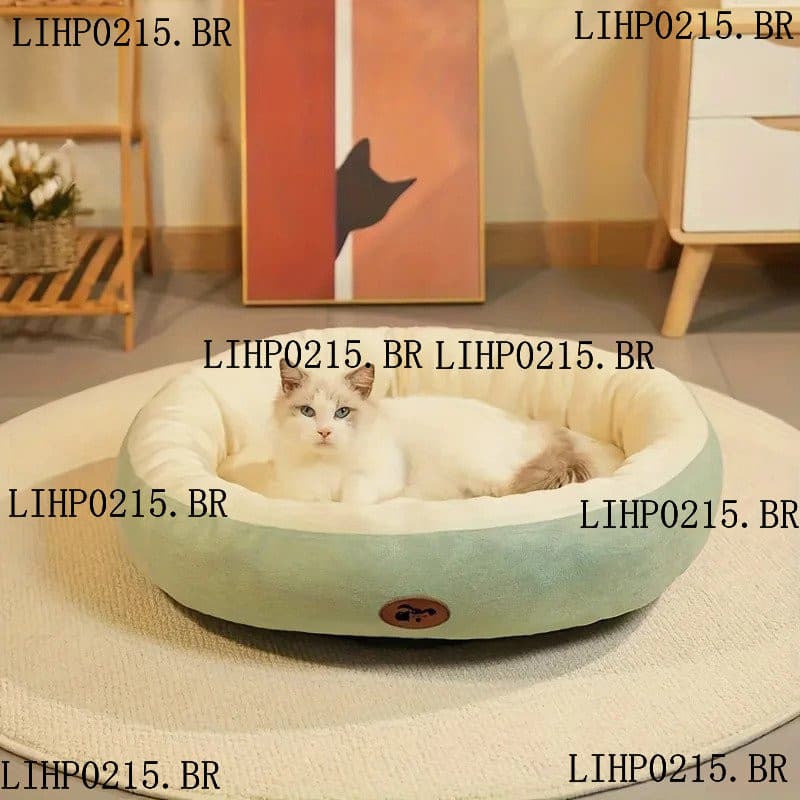 Cama Oval de Pelúcia para Cães e Gatos, Almofada Espessa Lavável à Máquina para Todas as Estações para Raças Pequenas, M