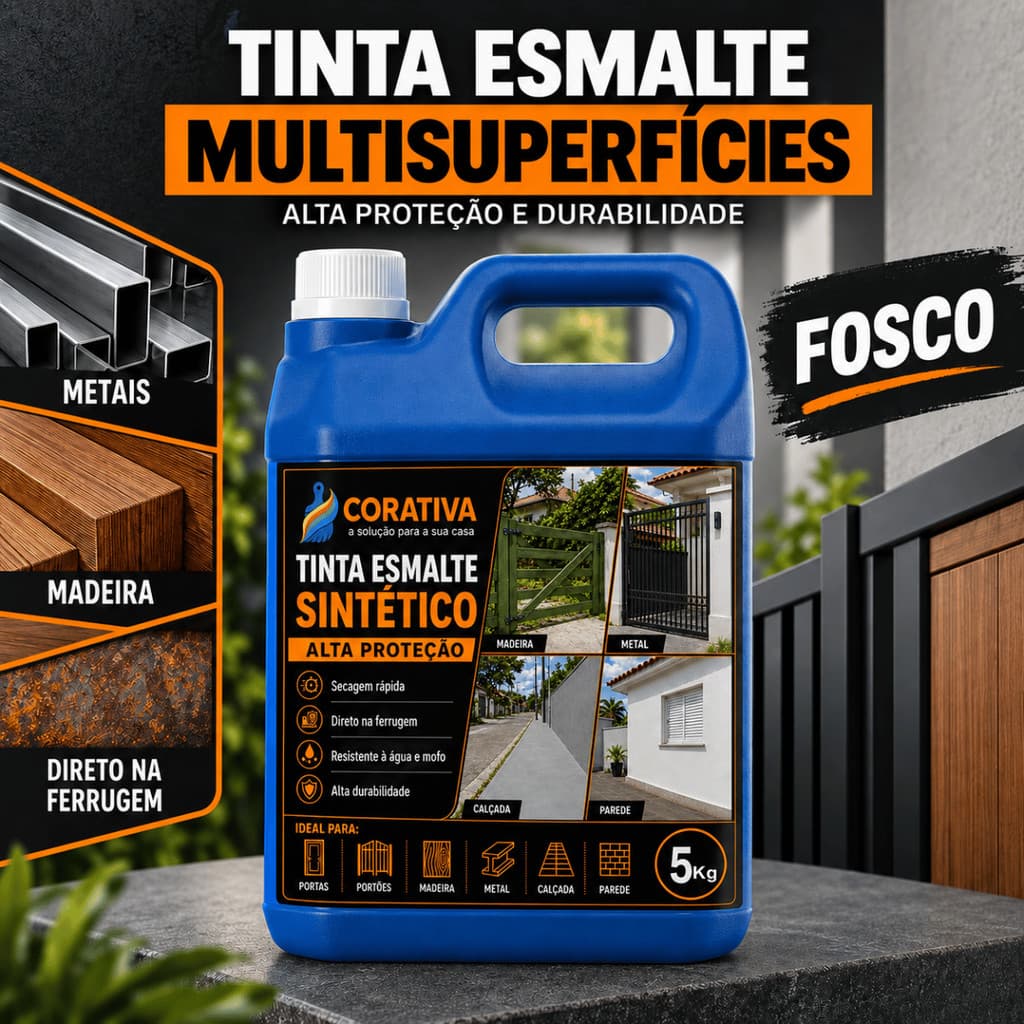 Tinta Esmalte Sintético 5kg Solvente Madeira Metal Ferro Portão Grade Porta Janela Pintura Uso Geral