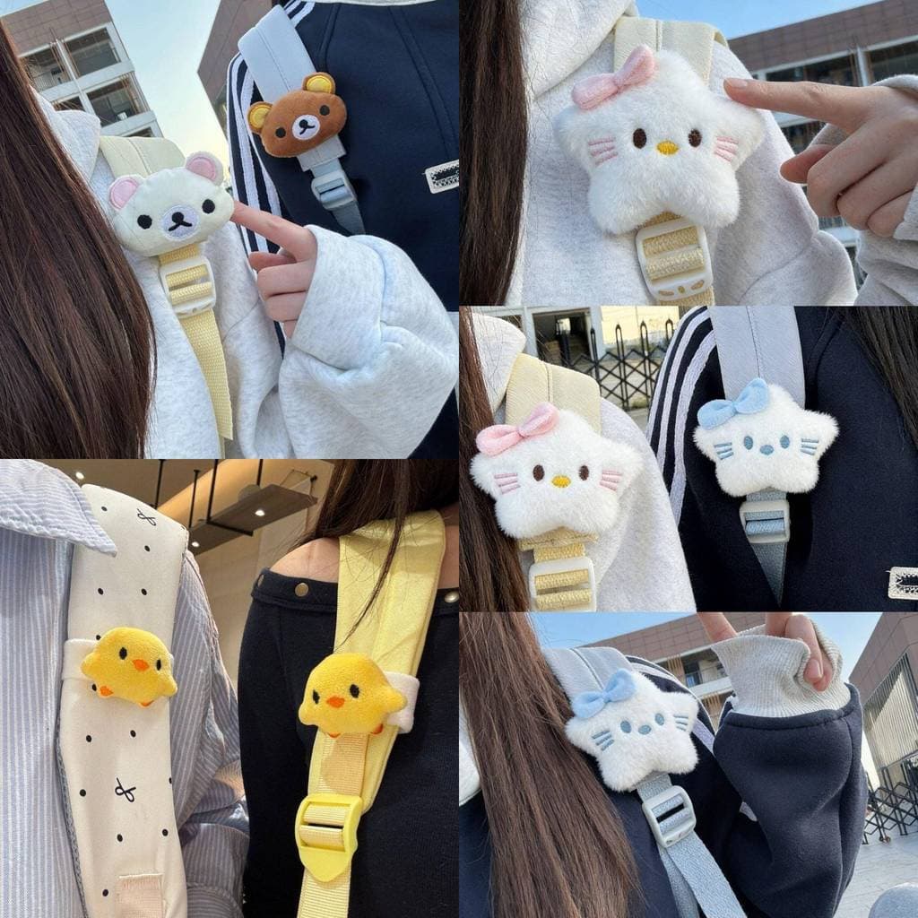 Japonês mochila alça de ombro pingente bonito urso cabeça pequeno amarelo frango mochila fivela estudante festa amor Ril