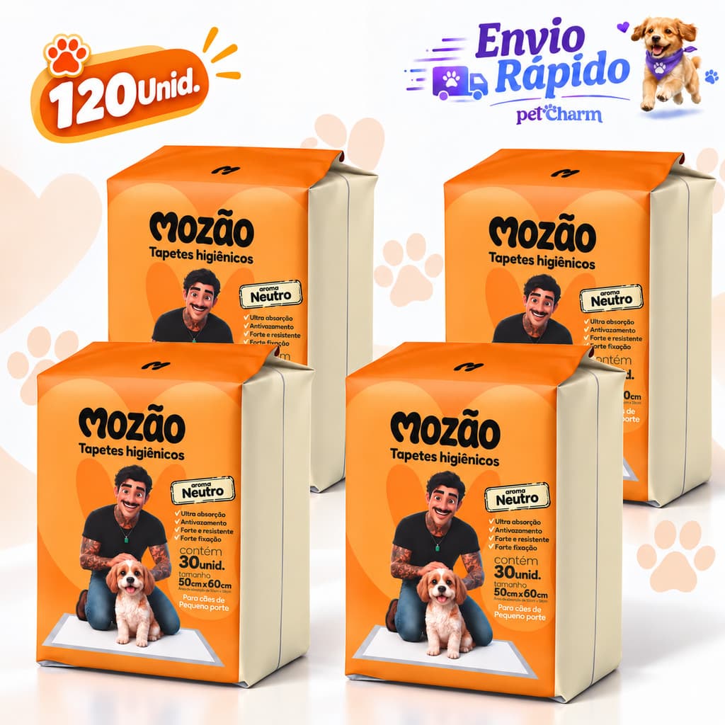 Kit Tapete Higiênico Para Cachorro 60x50 com 120Unid. Sanitário Higiênico Pet Mozão Pet