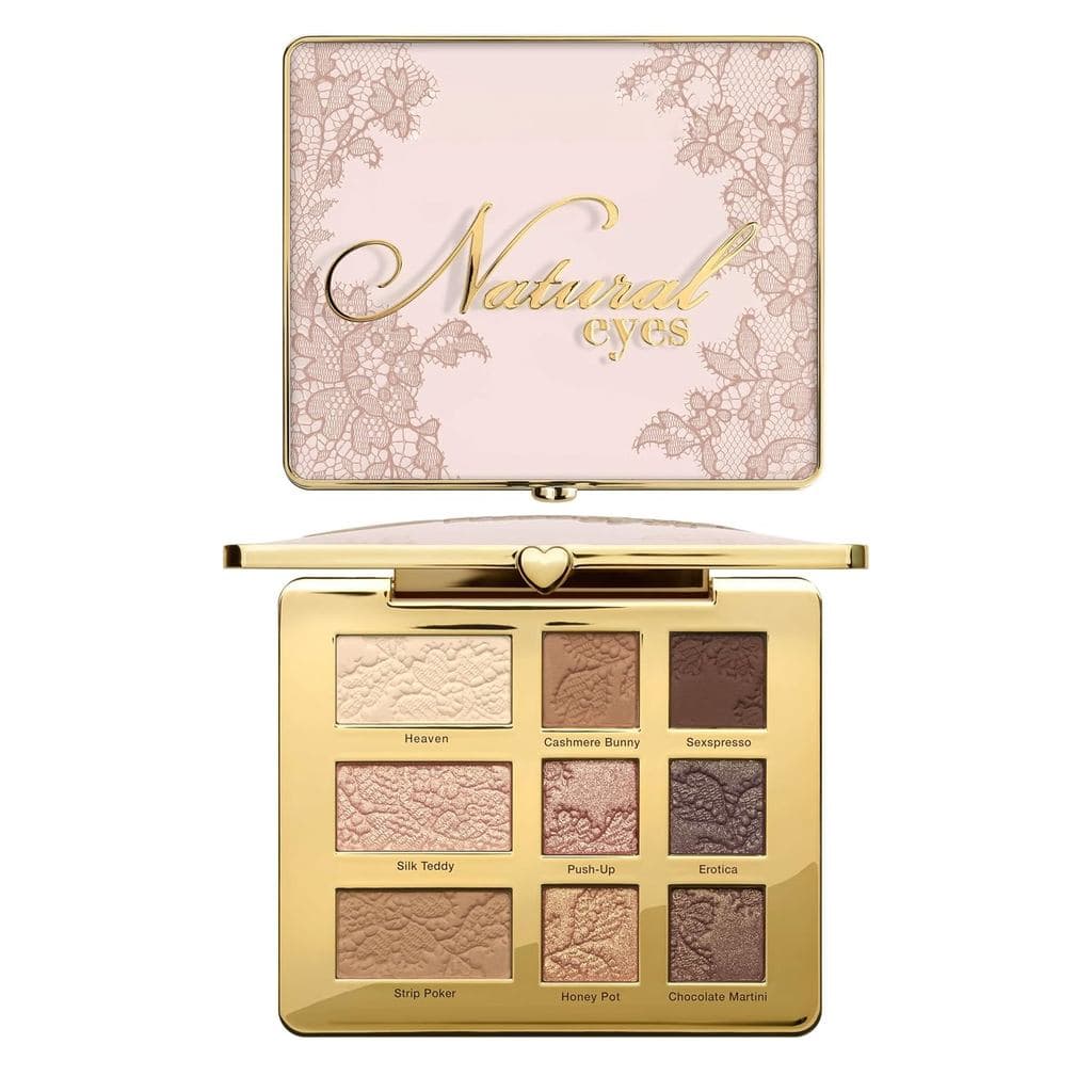 Paleta de sombras para olhos Natural Eyes – 9 cores em tons de taupe e castanho neutro, acabamento aveludado e mate, com