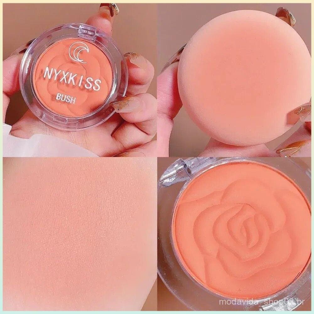 Blush em Relevo com Efeito Pétala, Maquiagem Matte de Longa Duração, Paleta de Cosméticos para Contorno de Bochechas 5CV