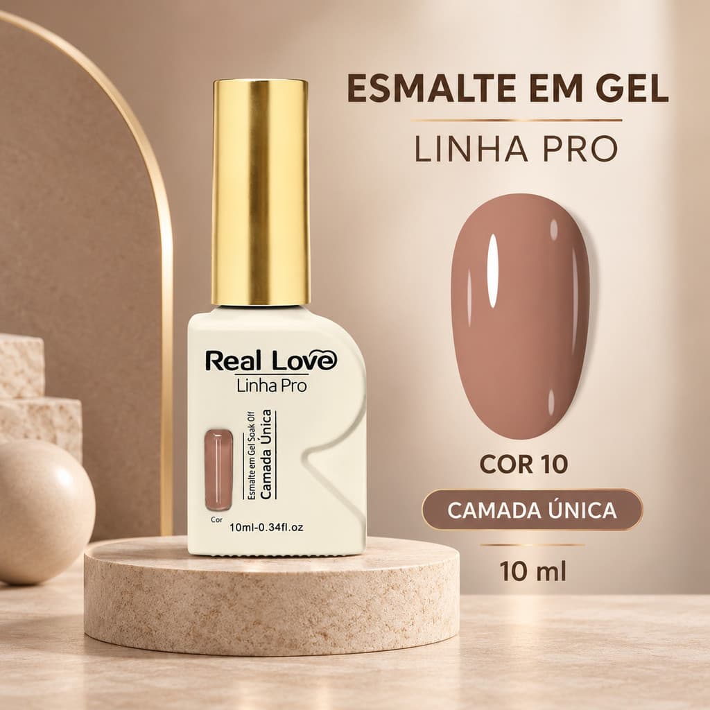 Esmalte em Gel Real Love Linha Pro Camada Única 10ml Cor 10 Nude Taupe