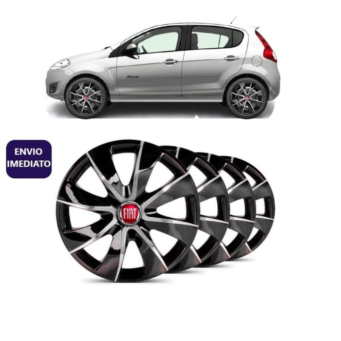 Kit 4 Carlota Esportiva Prime Aro 14 Black / Silver Fiat Palio