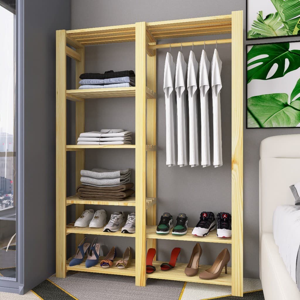 Arara Organizadora de Roupas – Closet Funcional em Madeira Pinus
