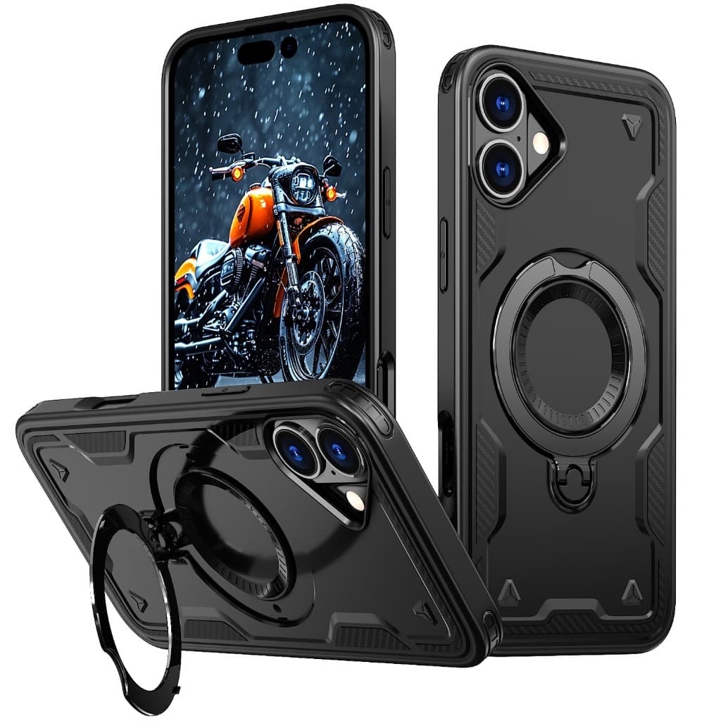 Capa Capinha Celular Compatível Com iP 14 15 16 17 Pro Max Magnética Giratória Anti-Impacto Suporte Ajustável