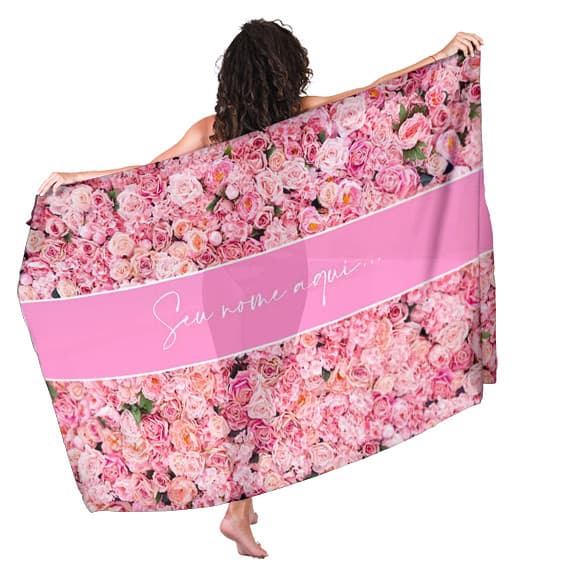 Canga Saida de Praia com nome personalizado 90x140cm