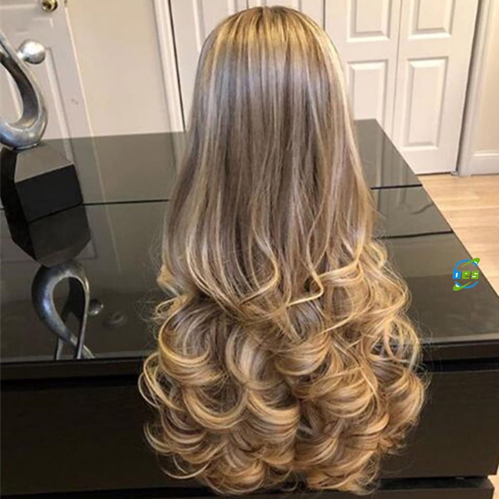 42741 Peruca Loira Estilo Clássico Resistente ao Calor Cabelo Sintético Fibra Suave 2743
