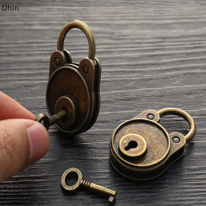 [Dhin] Cadeado Vintage Estilo Antigo Bloco de Notas Bagagem Cadeado Bronze Antigo COD DQTB