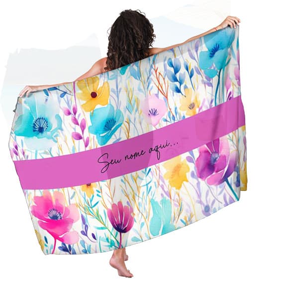 Canga Saida de Praia com nome personalizado 90x140cm