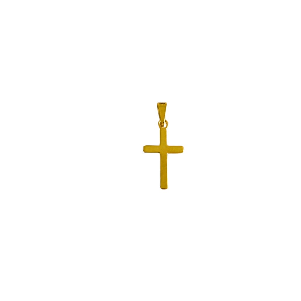 Pingente Crucifixo Liso Banhado a Ouro 18K Semijoia Ciela 2,5x1,1 cm