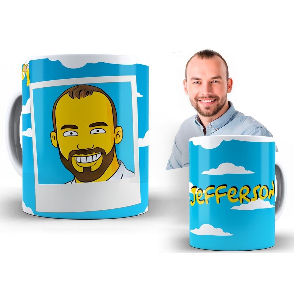 Caneca de Porcelana Personalizada com Caricatura The Simpsons