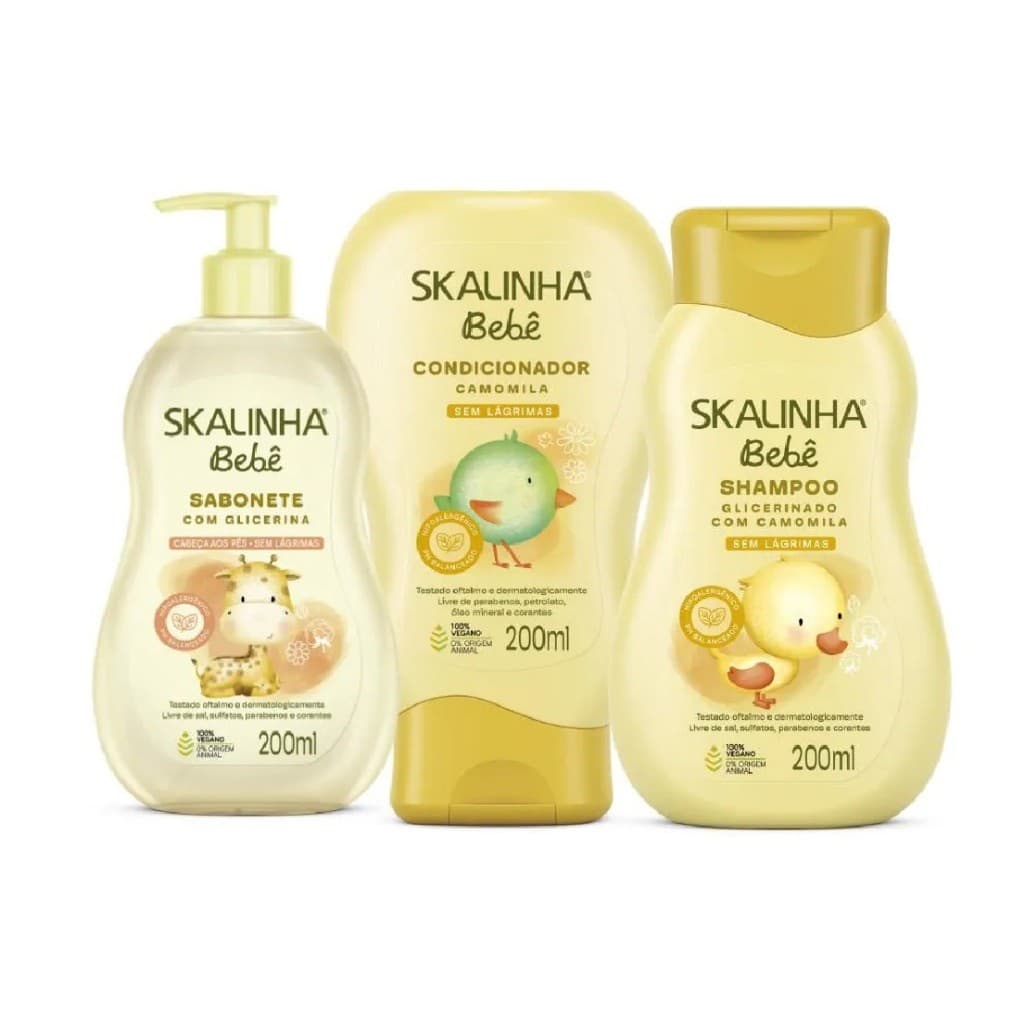 Kit Skalinha Bebê Sh + Cond Camomila + Sab Liq 200ml Glicerina