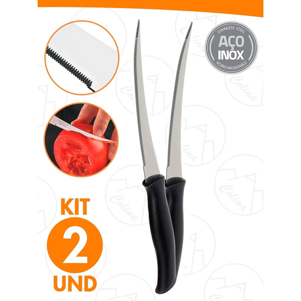 Kit 2 Facas Para Tomate Legumes Aço Inox Chef Profissional 5''
