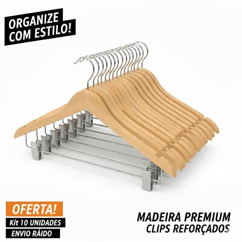 KIT 10 CABIDES DE MADEIRA MARFIM PREMIUM COM PRESILHA FUKUYAMA