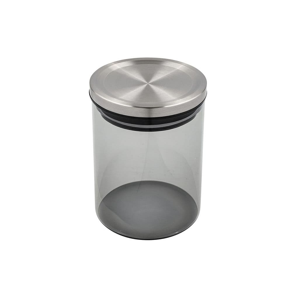 Pote de Vidro 10x13,3CM 750ML Fumê Tampa Metálica Hermética Porta Mantimentos