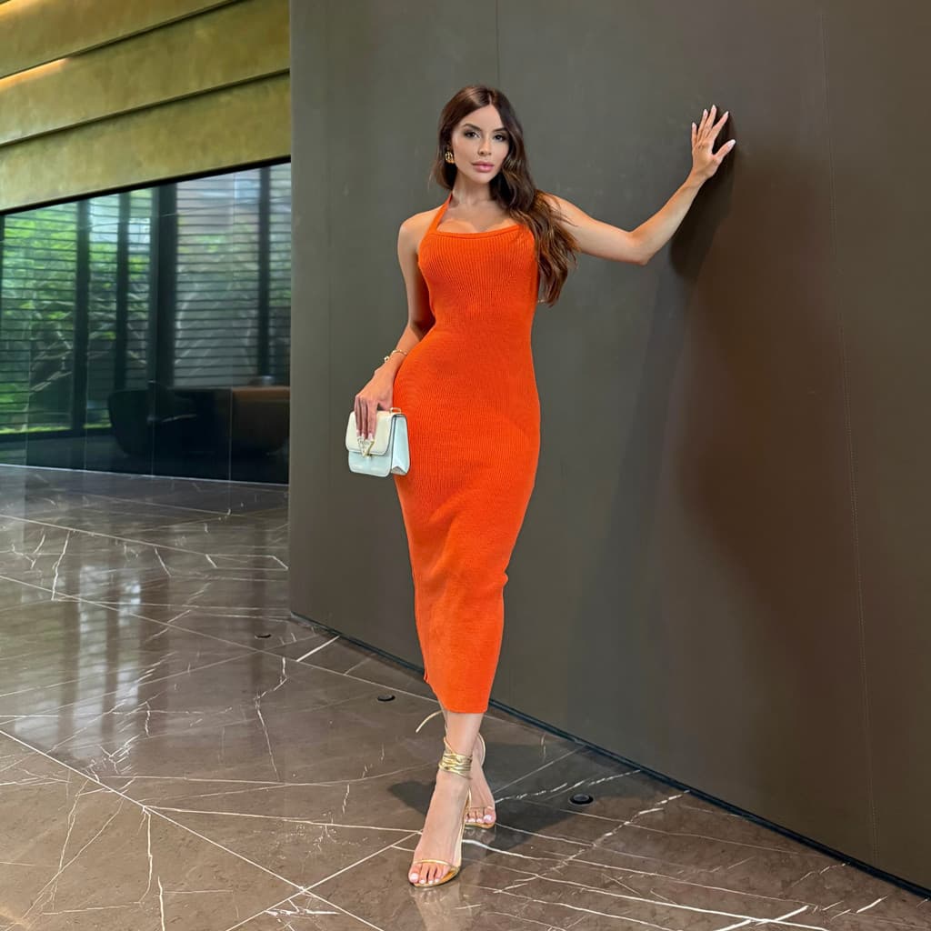 VESTIDO FEMININO LOREN FENTRE ÚNICA TRICOT MODAL ELEGANTE