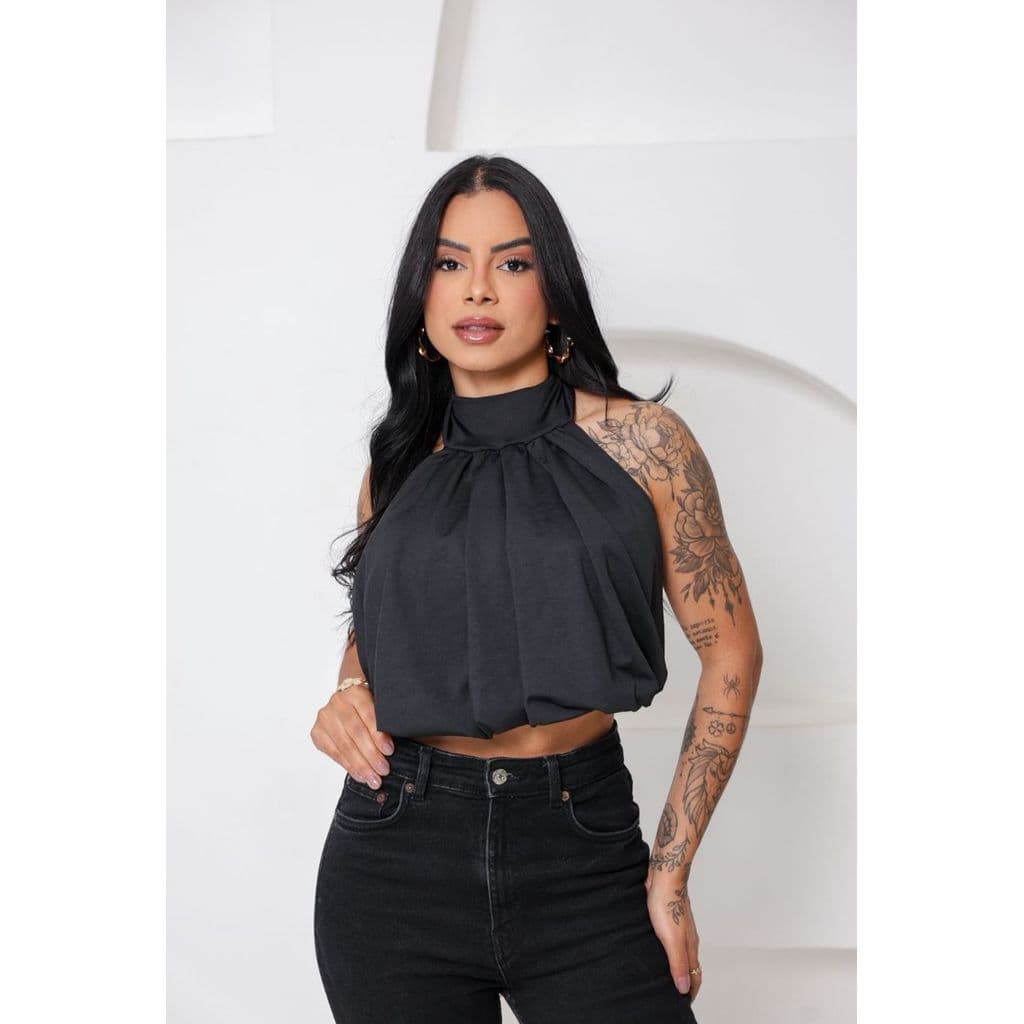 cropped preto, cropped gola alta, cropped elegante, cropped soltinho, cropped feminino., moda feminina, cropped moderno,